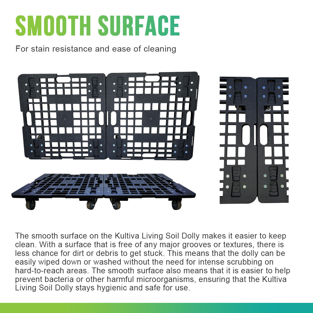 kultiva living soil bed dolly with smooth surface for easy cleaning