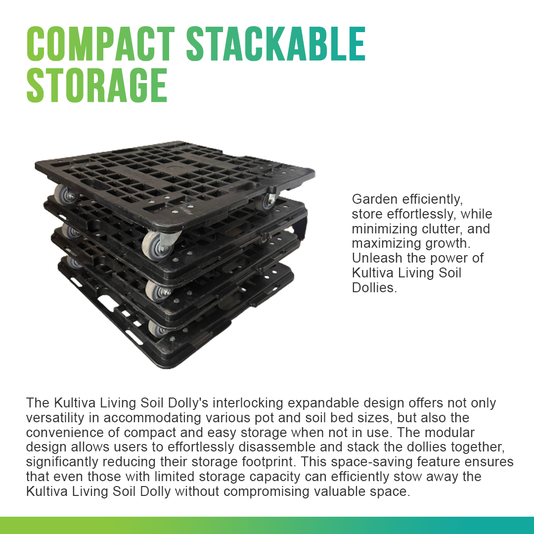 kultiva living soil bed dolly stackable storage